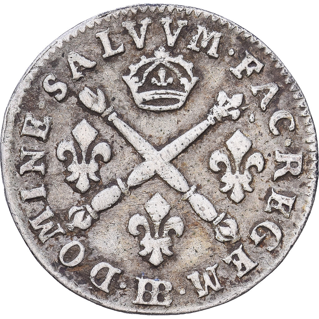 France, Louis XIV, 5 Sols aux insignes, 1703, Strasbourg, Silver, VF(30-35)