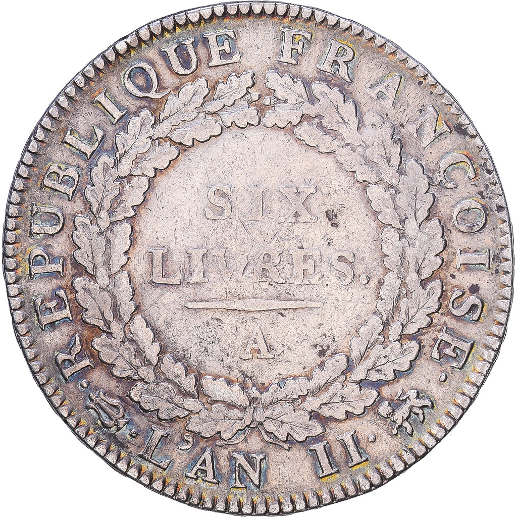 Frankreich, Convention, ECU, 6 Livres, Génie, 1793, Paris, Silber, SS