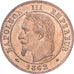 Francja, Napoleon III, 2 Centimes, 1862, Paris, Brązowy, AU(50-53), Gadoury:104