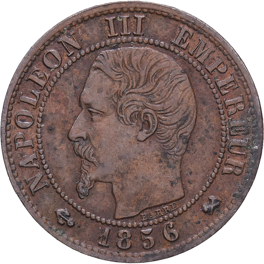 Frankrijk, Napoleon III, 1 Centime, 1856, Rouen, Bronzen, ZF, Gadoury:86