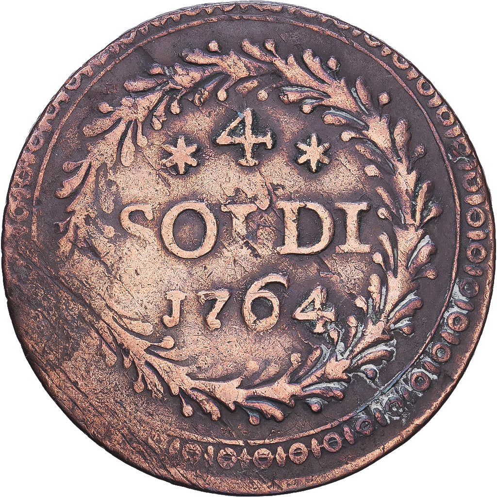 Corsican Republic, Pascal Paoli, 4 Soldi, 1764, Murato, Rame, MB+, Gadoury:7