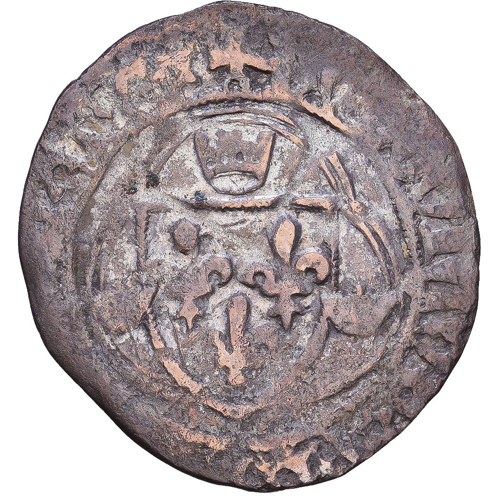 Frankreich, Louis XI, Blanc à la couronne, 1461, Angers, Billon, SGE+