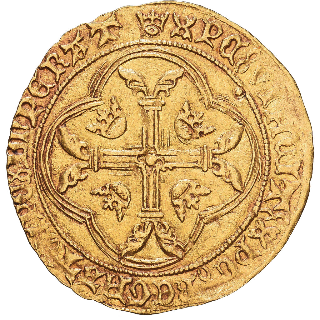 France, Charles VII, Écu d'or à la couronne, 1436, Montpellier, Or, TTB+