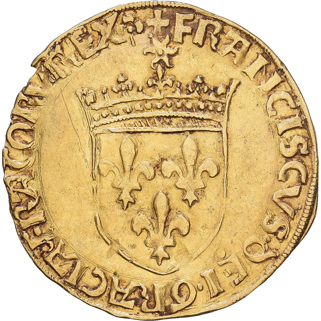 Frankrijk, François Ier, Écu d'or au soleil, après 1519, Lyon, 5e type, Goud