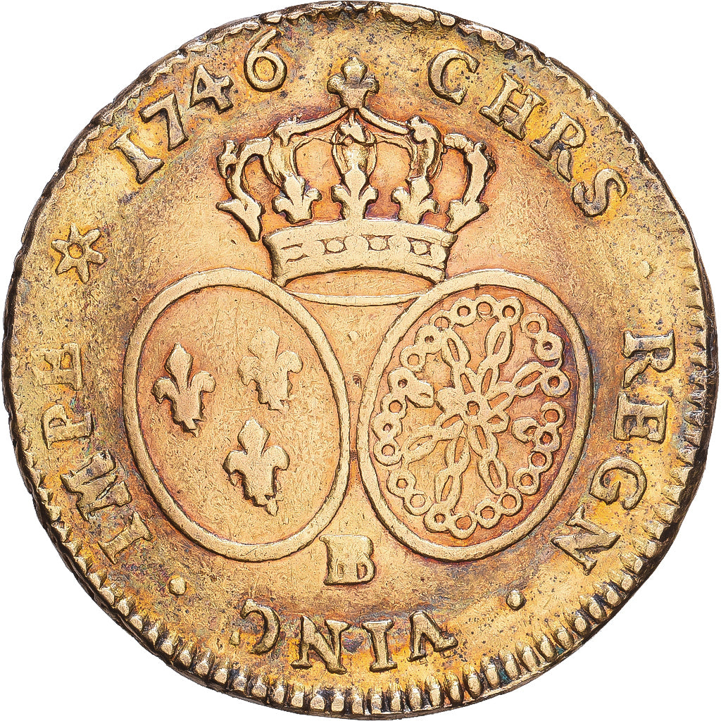 France, Louis XV, Double Louis d'or au bandeau, 1746, Strasbourg, Gold