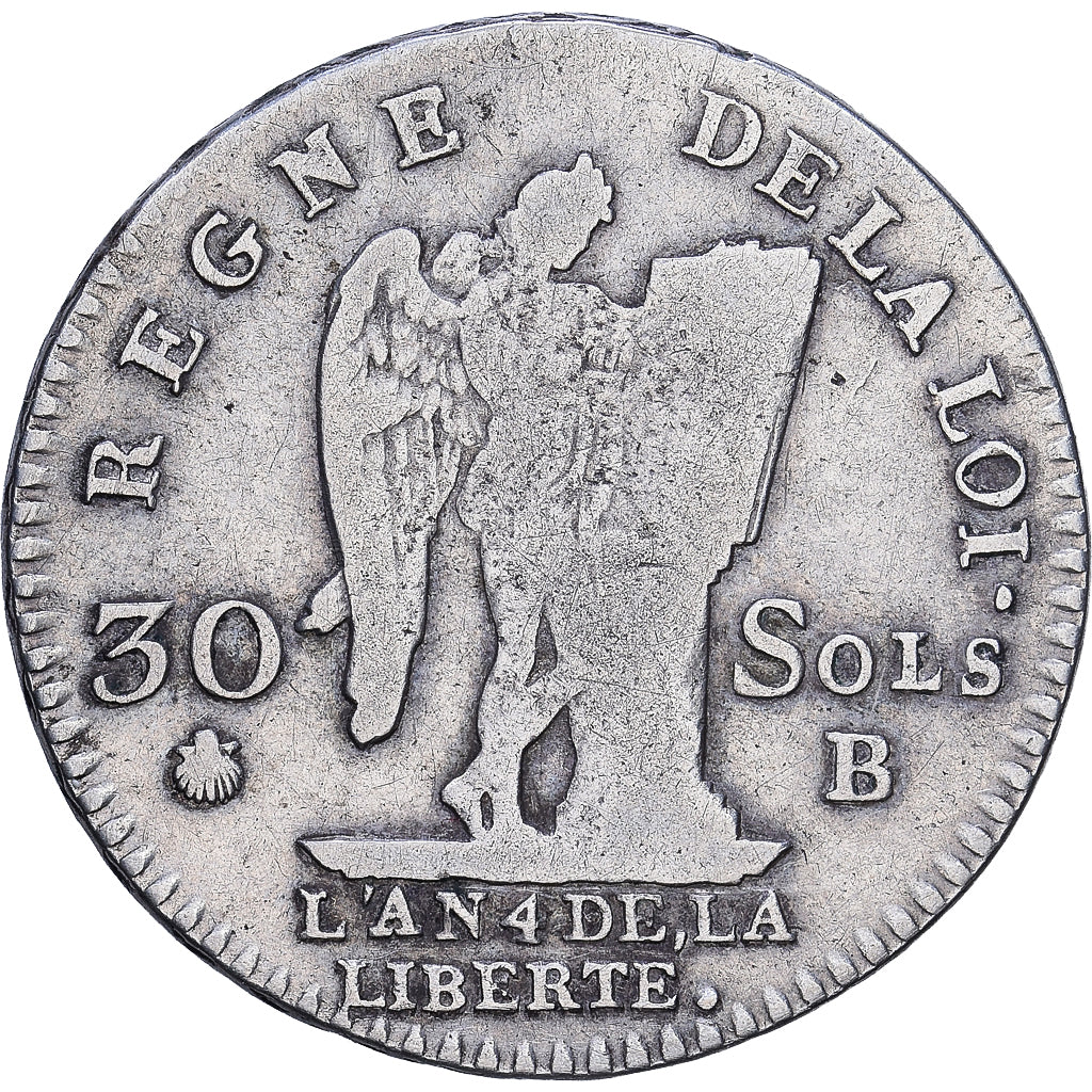 Frankreich, Louis XVI, 30 Sols, 1792, Rouen, Silber, S, Gadoury:39