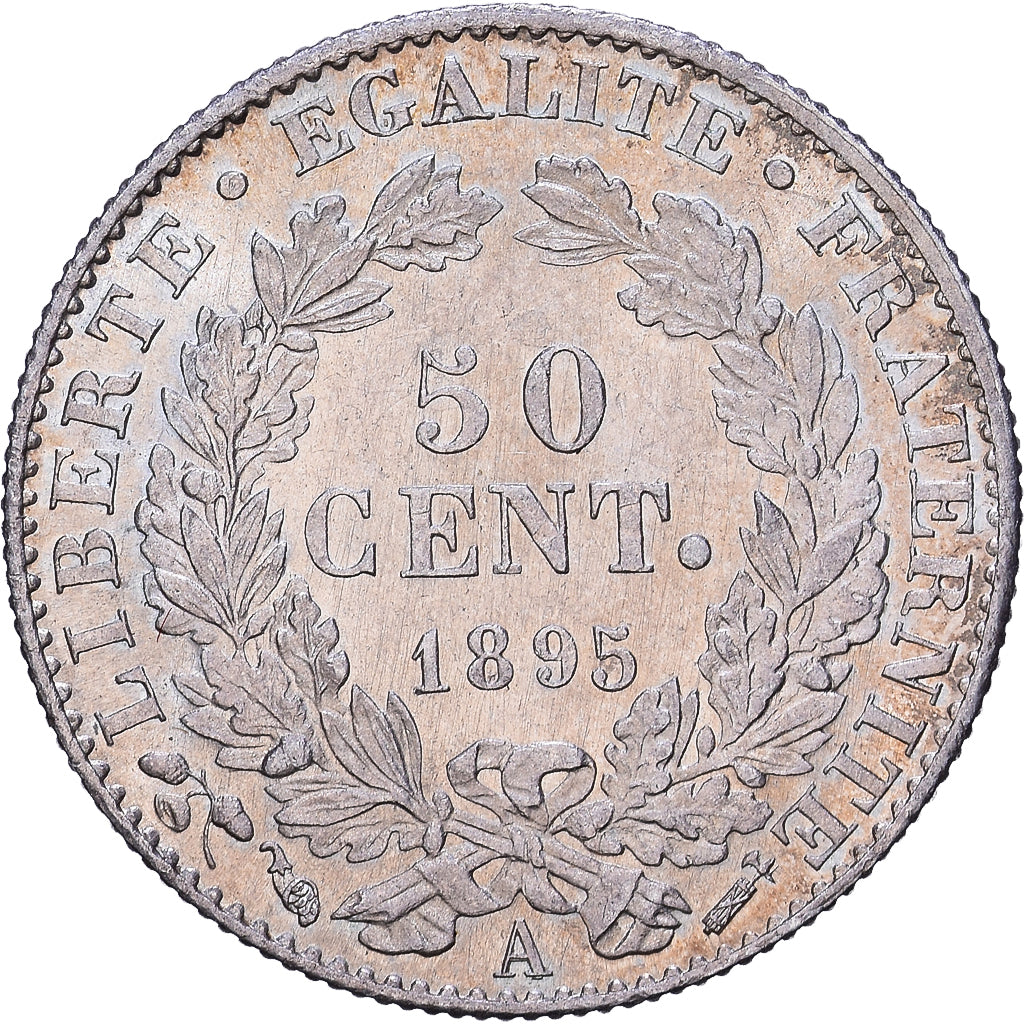 Frankrijk, 50 Centimes, Cérès, 1895, Paris, Zilver, PR, Gadoury:419a