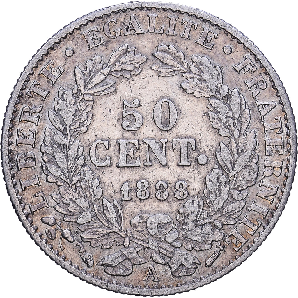 Frankreich, 50 Centimes, Cérès, 1888, Paris, Silber, SS, Gadoury:419a