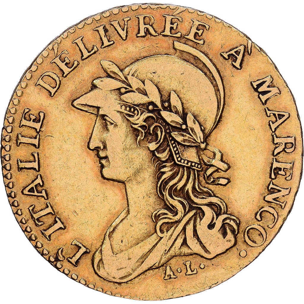 Piedmontese Republic, 20 Francs, an 9 (1800), Turin, Gold, EF(40-45), KM:5