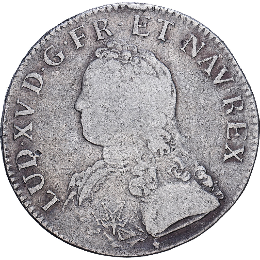 Francia, Louis XV, Ecu aux branches d'olivier, 1728, Bordeaux, Plata, BC+