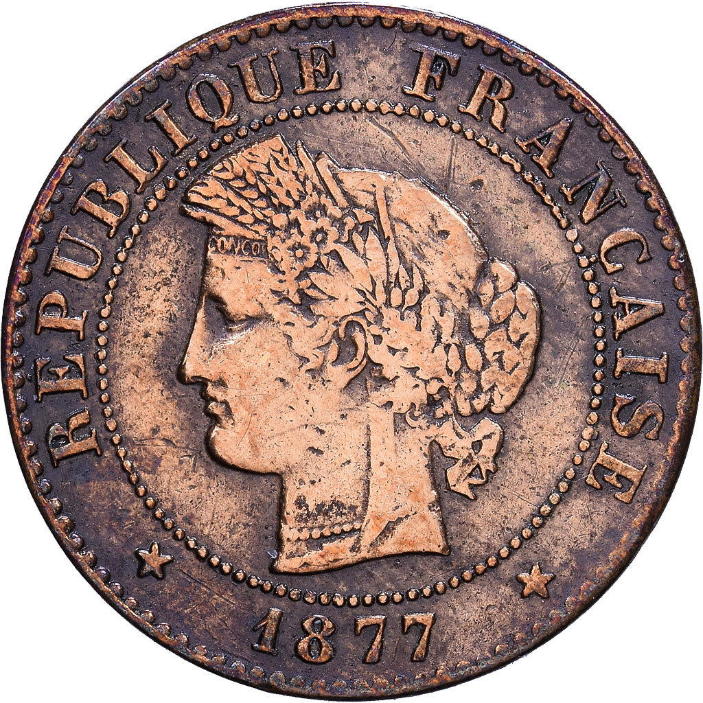 Francia, 1 Centime, Cérès, 1877, Paris, Bronzo, MB, Gadoury:88