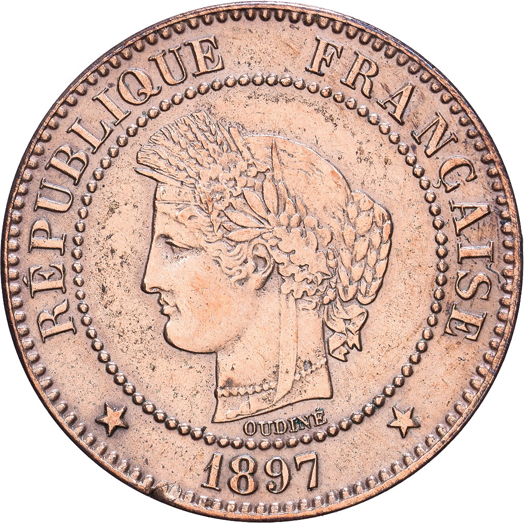 Frankreich, 2 Centimes, Cérès, 1897, Paris, Bronze, SS, Gadoury:105