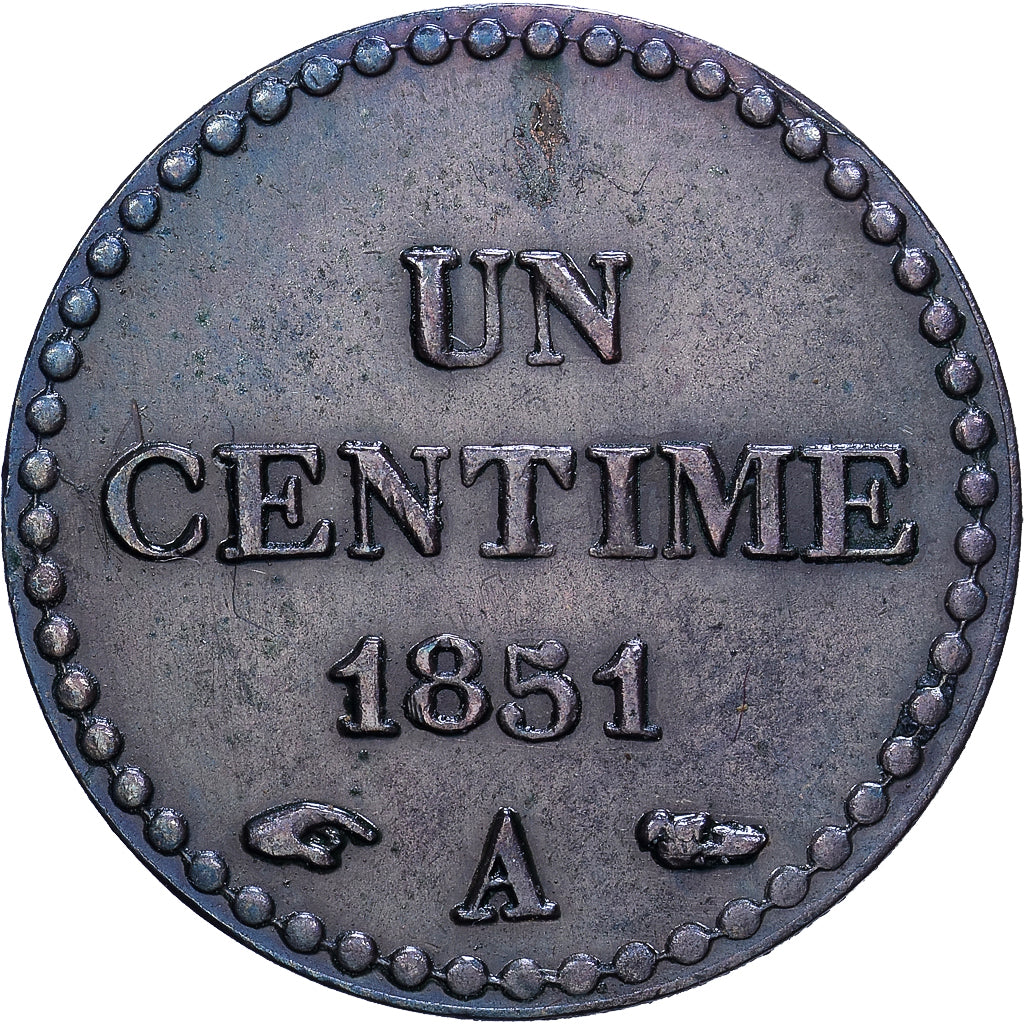 France, 1 Centime, Dupré, 1851, Paris, Bronze, EF(40-45), Gadoury:84