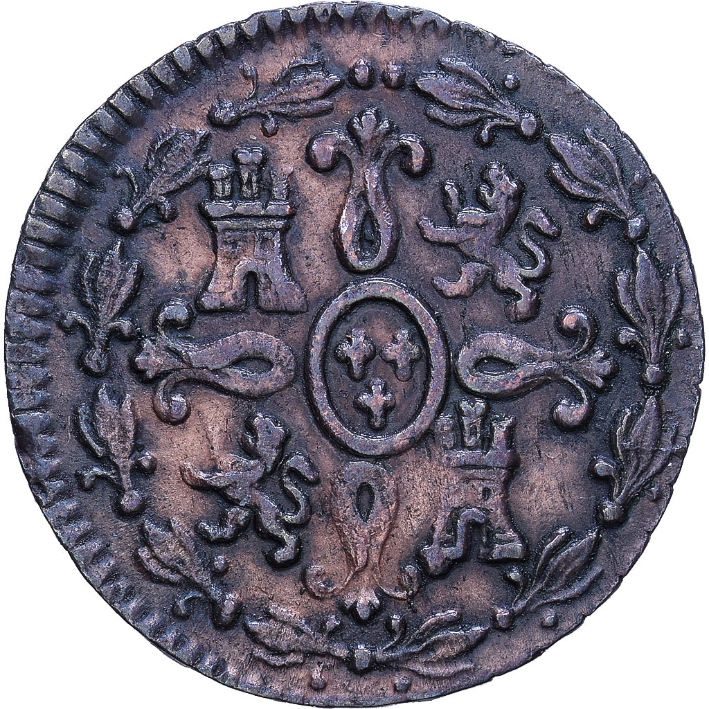 Spain, Fernando VII, 2 Maravedis, 1824, Segovia, Copper, EF(40-45), KM:487.1