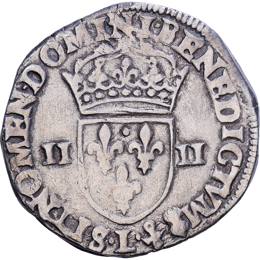 Francia, 1/4 Ecu croix de face, 1583, Bayonne, Plata, BC+, Gadoury:494