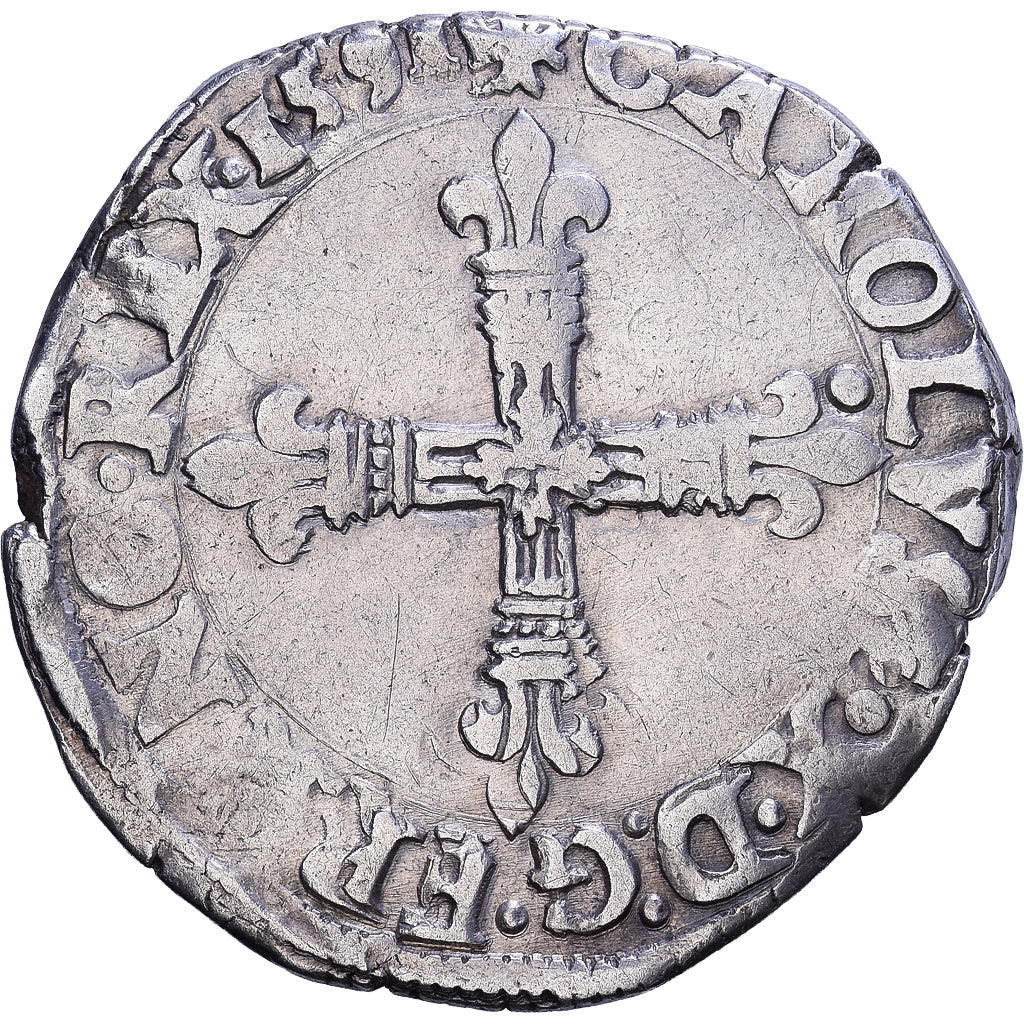 Francja, Charles X, 1/4 Ecu croix de face, 1591, Nantes, Srebro, VF(20-25)