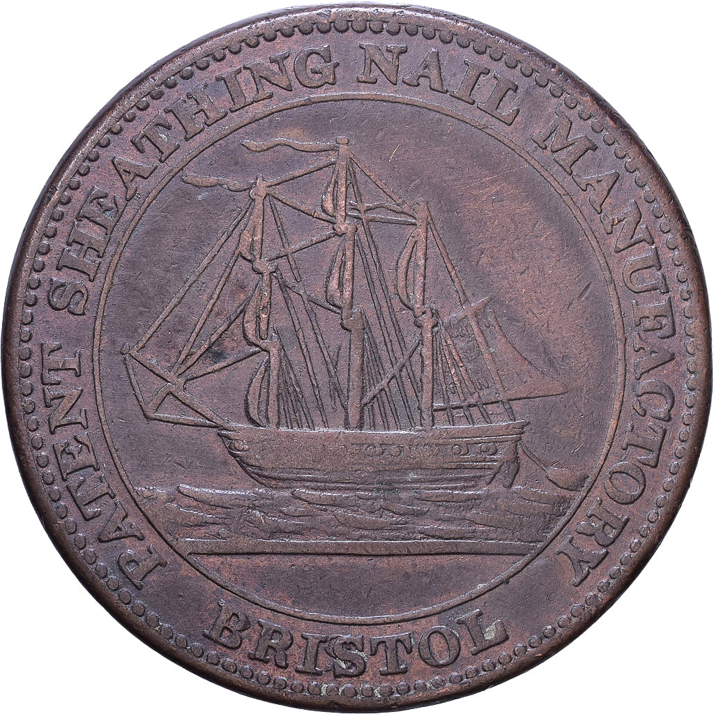 Reino Unido, Penny Token, Patent Sheathing Nail Manufactory, 1811, Bristol
