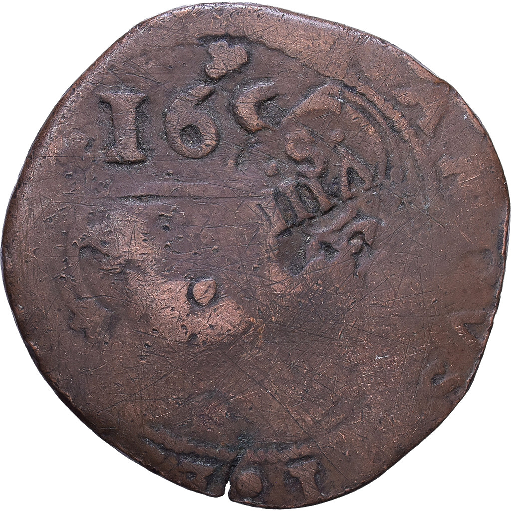 Espanha, 12 Maravedis, 1650-1659, Contramarca, Cobre, VF(20-25)