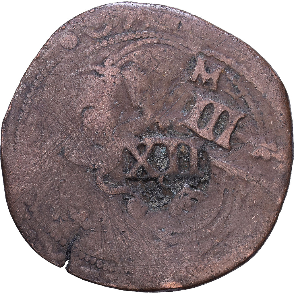 Espanha, 12 Maravedis, 1650-1659, Contramarca, Cobre, VF(20-25)