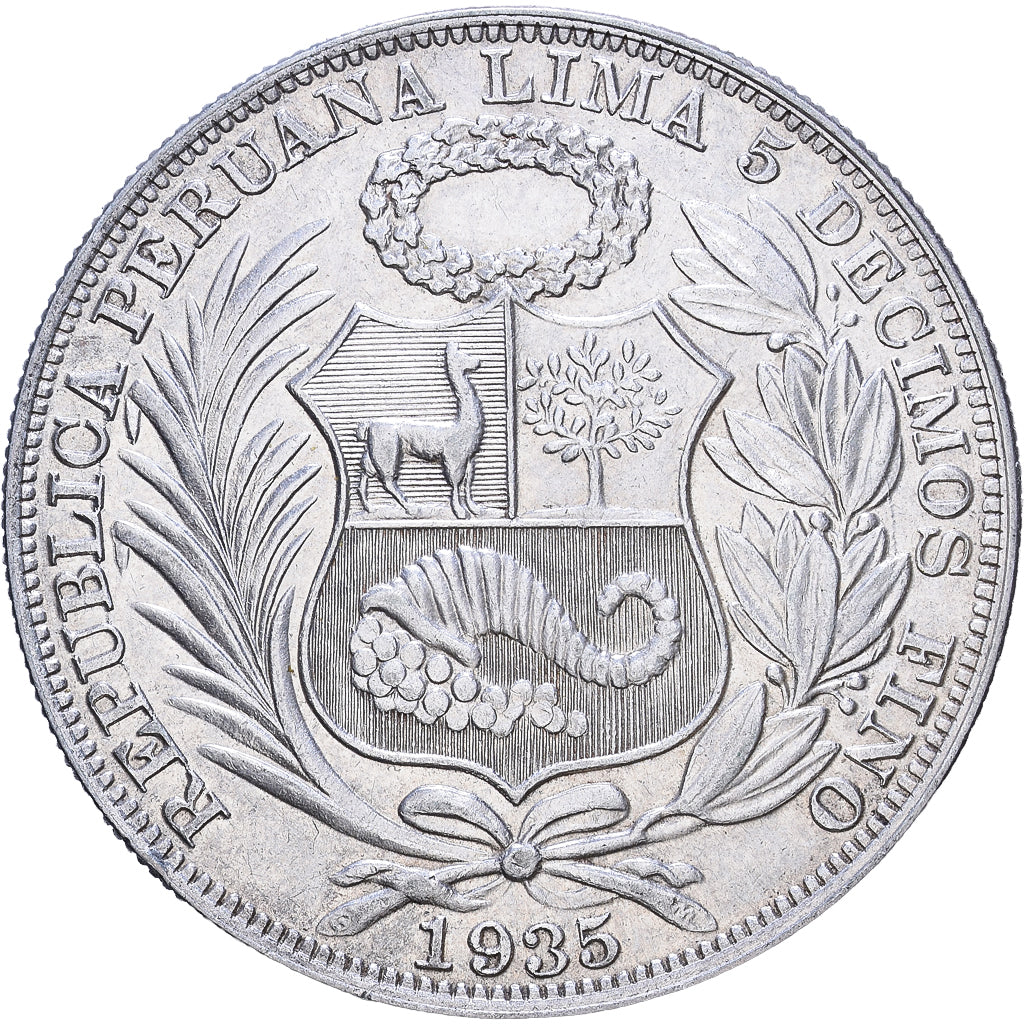 Peru, 1 Sol, 1935, Lima, Silver, AU(50-53), KM:218.2