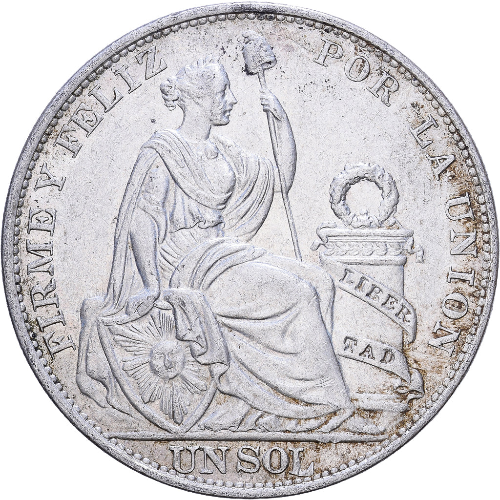Peru, Sol, 1916, Lima, Silver, AU(55-58), KM:196