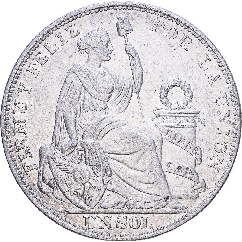 Peru, Sol, 1915, Lima, Silver, AU(50-53), KM:196