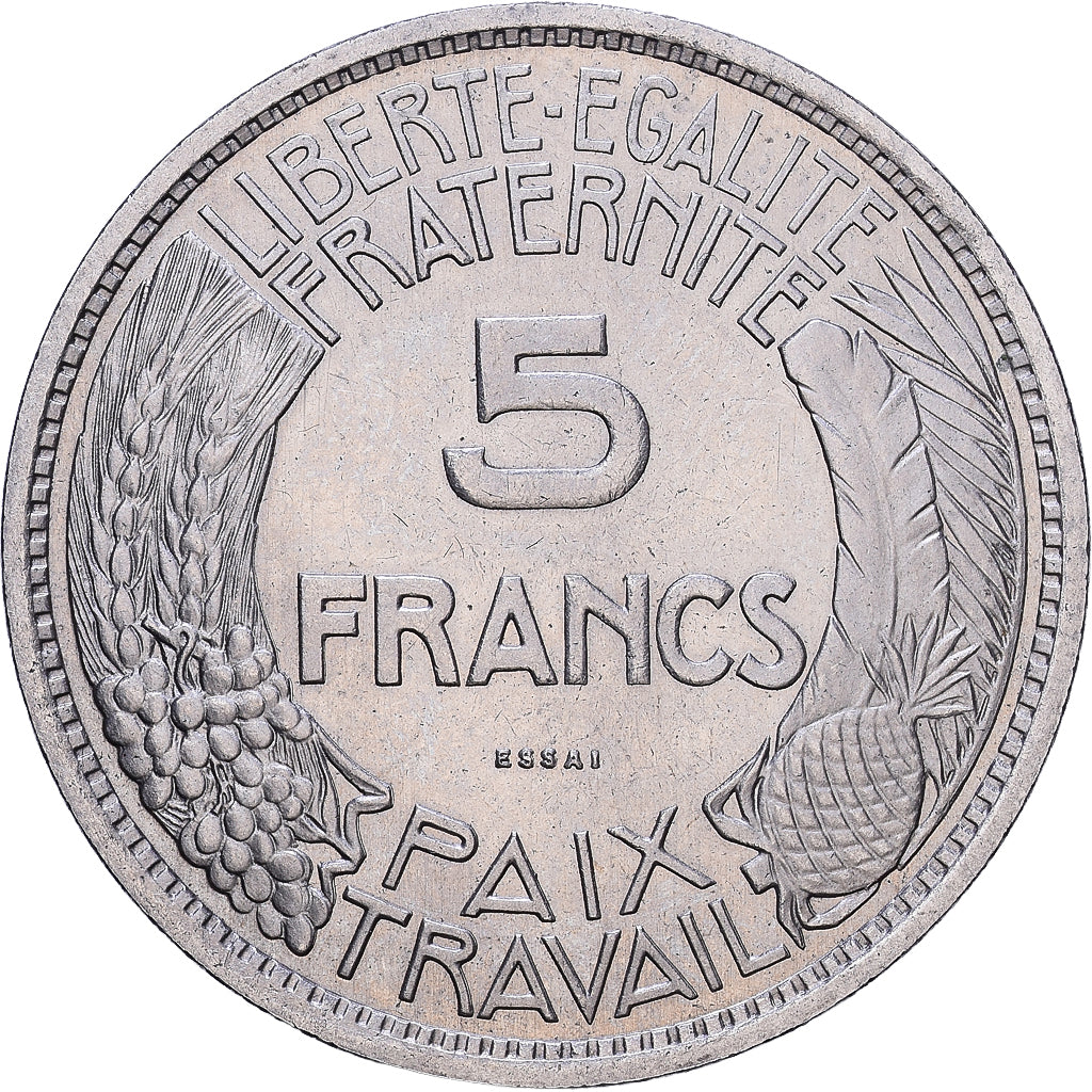 Francja, 5 Francs, Concours de Delannoy, 1933, MDP, PRÓBA, Nikiel, MS(60-62)