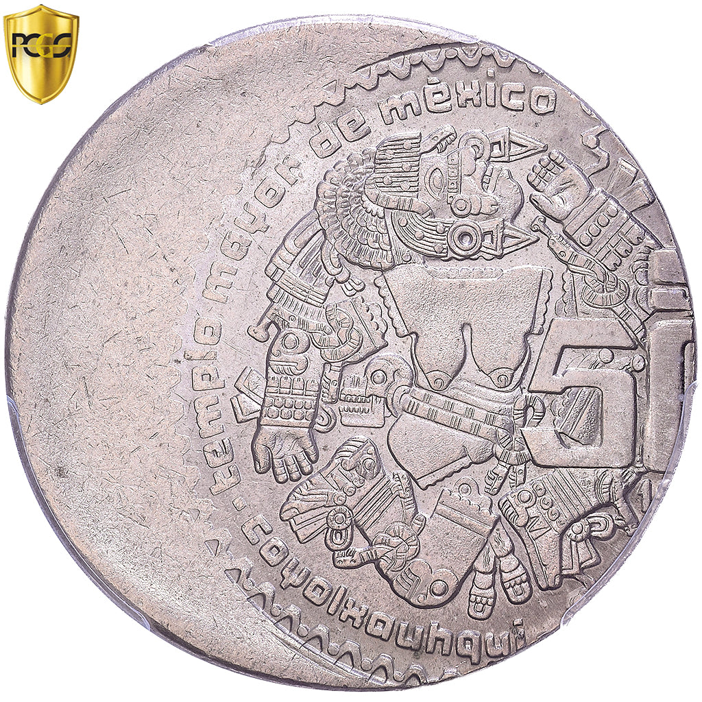 Mexique, 50 Pesos, Coyolxauhqui, 1982, Mexico City, erreur frappe décentrée