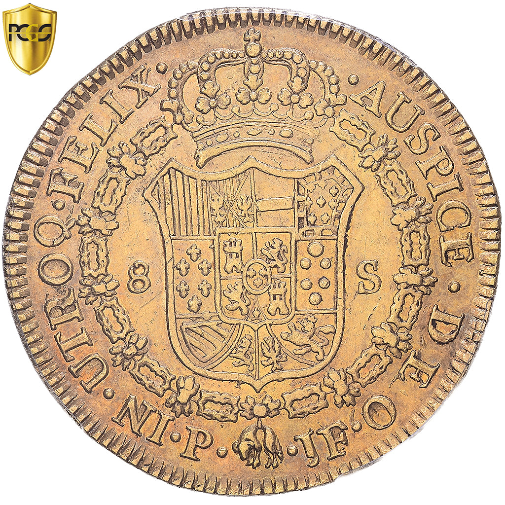 Colombie, Charles IV, 8 Escudos, 1801, Popayan, Or, PCGS, AU50, KM:62