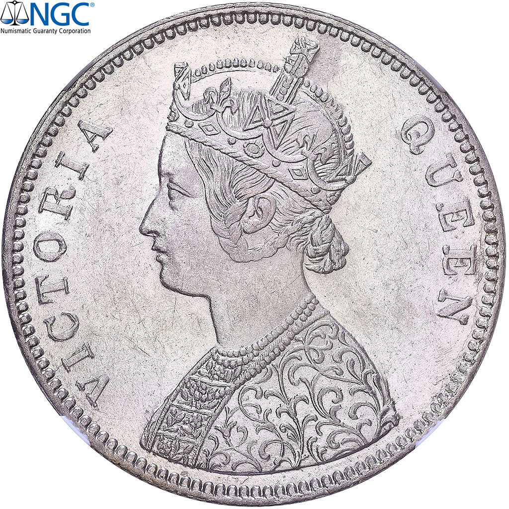 British India, Victoria, 1 Rupee, 1862, Bombay, 0/4, Silver, NGC, MS62, KM:473