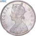 Indie Brytyjskie, Victoria, 1 Rupee, 1862, Bombay, 2/0, Srebro, NGC, MS62