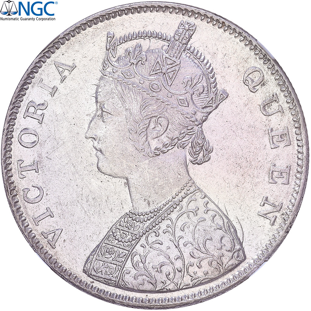 British India, Victoria, 1 Rupee, 1862, Calcutta, Silver, NGC, MS62, KM:473