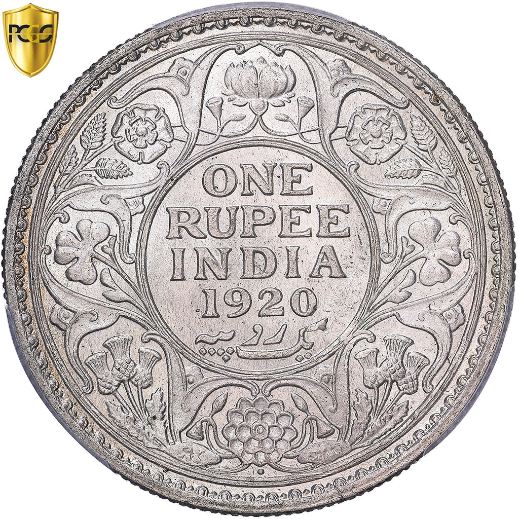 Índia-Britânica, George V, 1 Rupee, 1920, Bombay, Prata, PCGS, MS61, KM:524