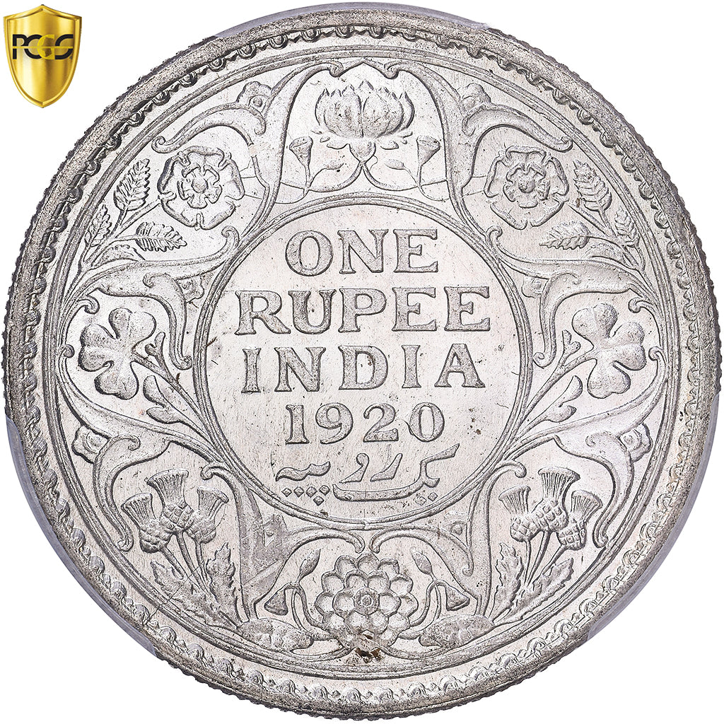 India-Britannica, George V, 1 Rupee, 1920, Calcutta, Argento, PCGS, MS62, KM:524