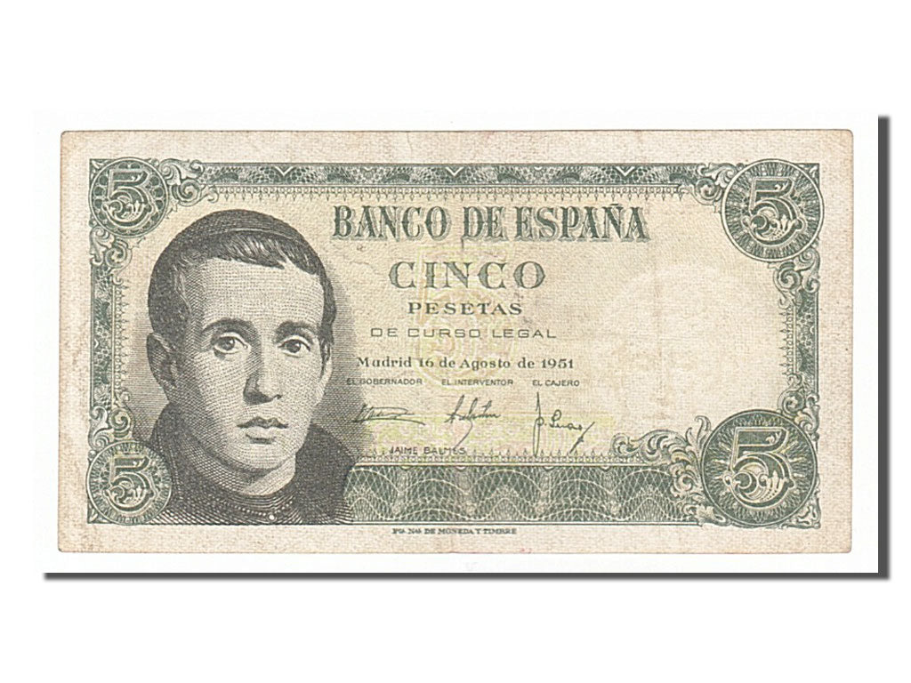 Geldschein, Spanien, 5 Pesetas, 1951, 1951-08-16, SS