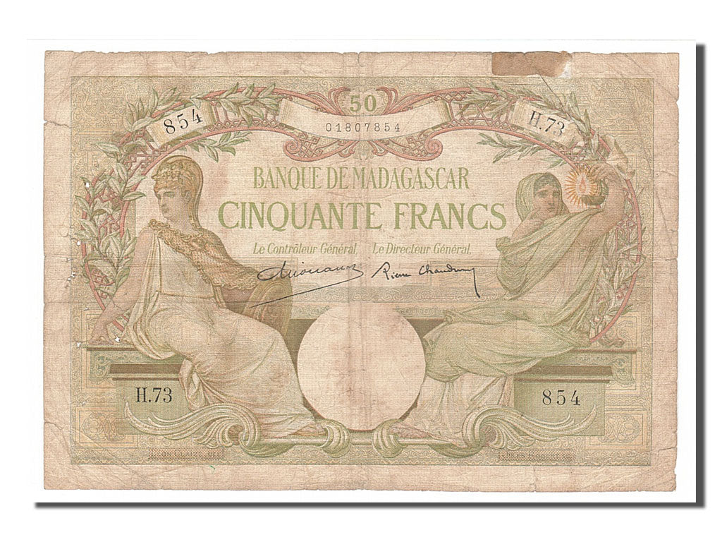 Banknote, Madagascar, 50 Francs, 1937, F(12-15)