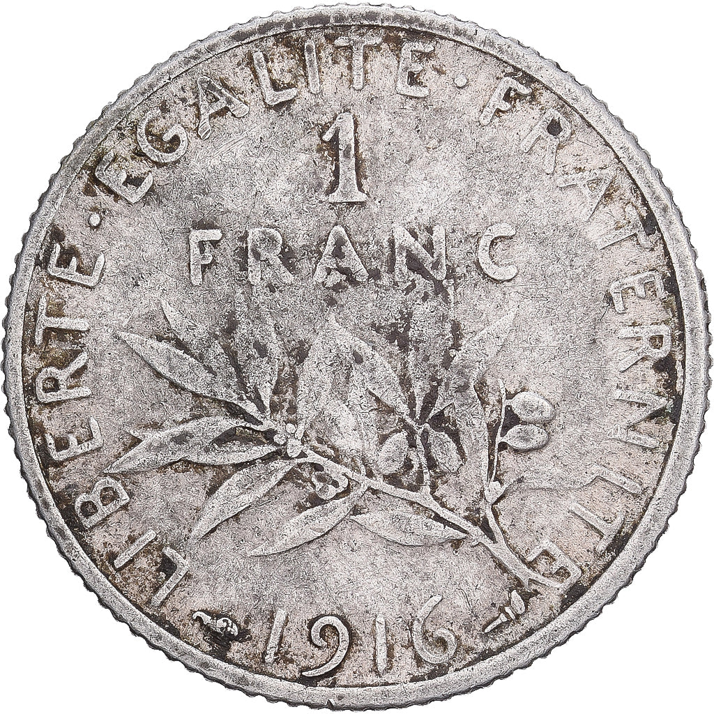 Francia, Franc, Semeuse, 1916, Paris, Plata, BC+, Gadoury:467, KM:844.1