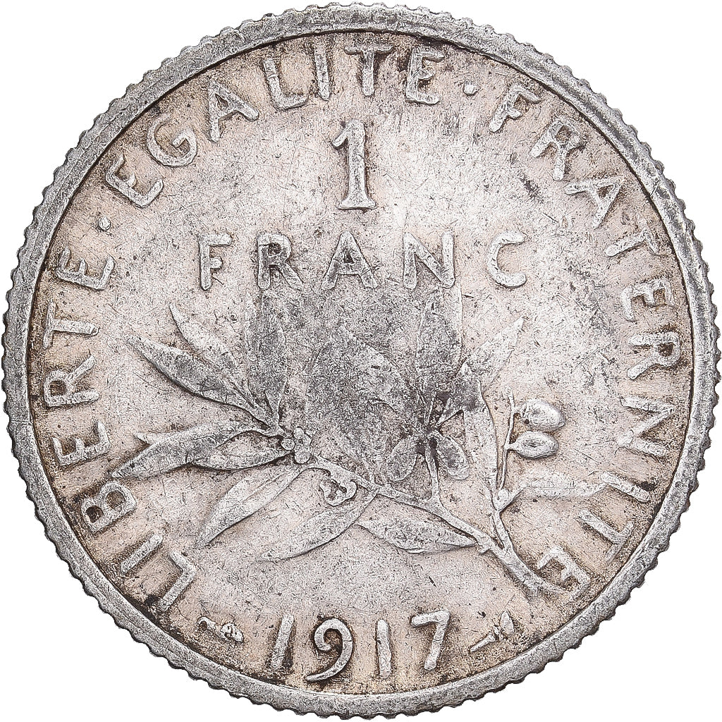 Francia, Franc, Semeuse, 1917, Paris, Plata, BC+, Gadoury:467, KM:844.1