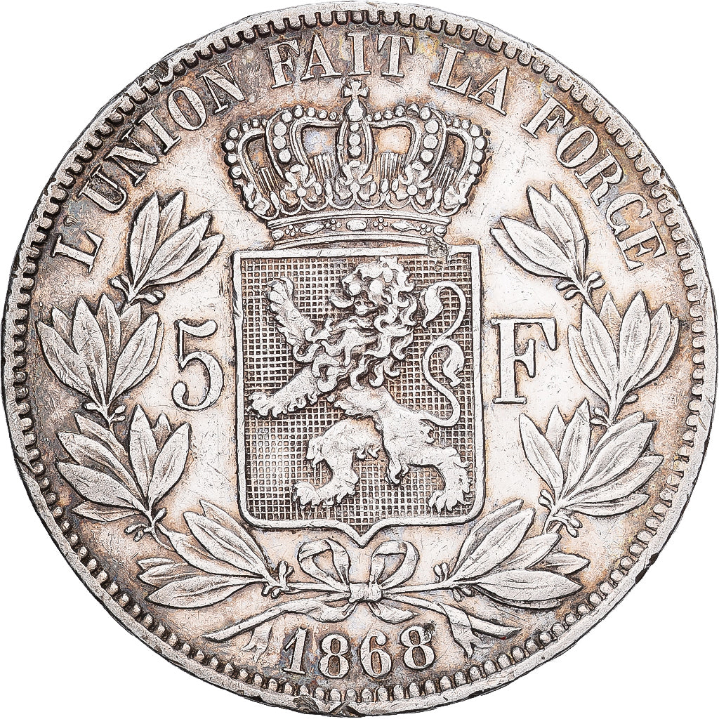 Belgium, Leopold II, 5 Francs, 5 Frank, 1868, Brussels, Silver, EF(40-45), KM:24