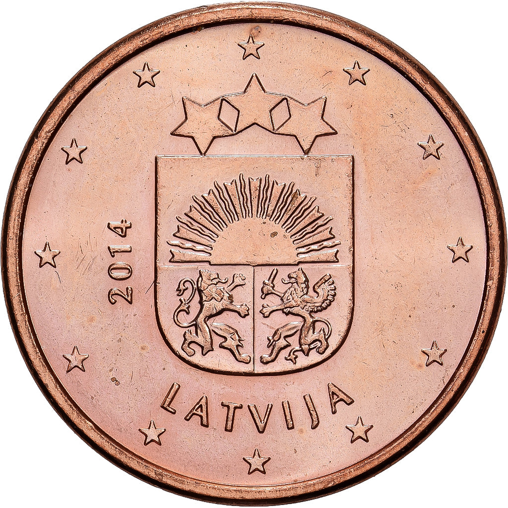 Łotwa, Euro Cent, 2014, Stuttgart, Miedź platerowana stalą, MS(60-62), KM:150