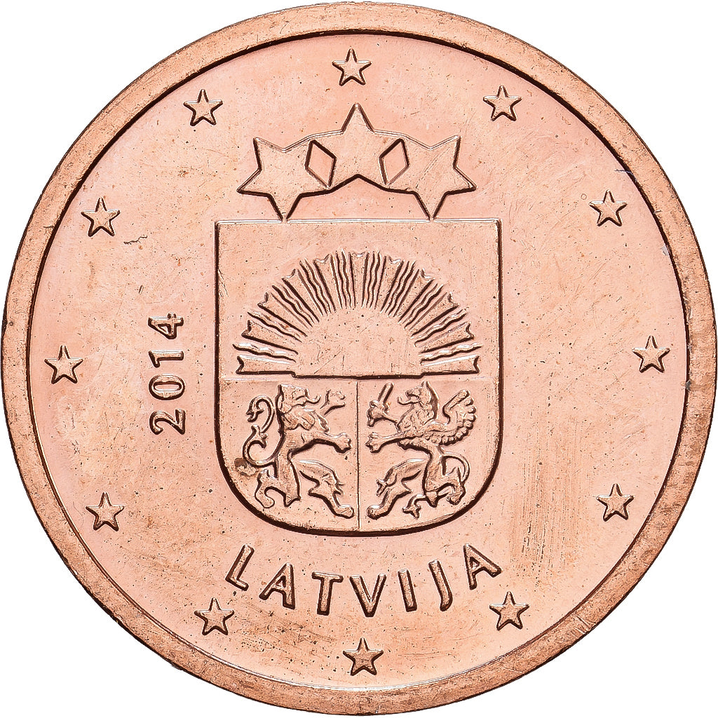 Lettonia, 2 Euro Cent, 2014, Stuttgart, Acciaio placcato rame, SPL, KM:151