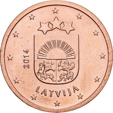 Latvia, 2 Euro Cent, 2014, Stuttgart, Copper Plated Steel, MS(60-62), KM:151