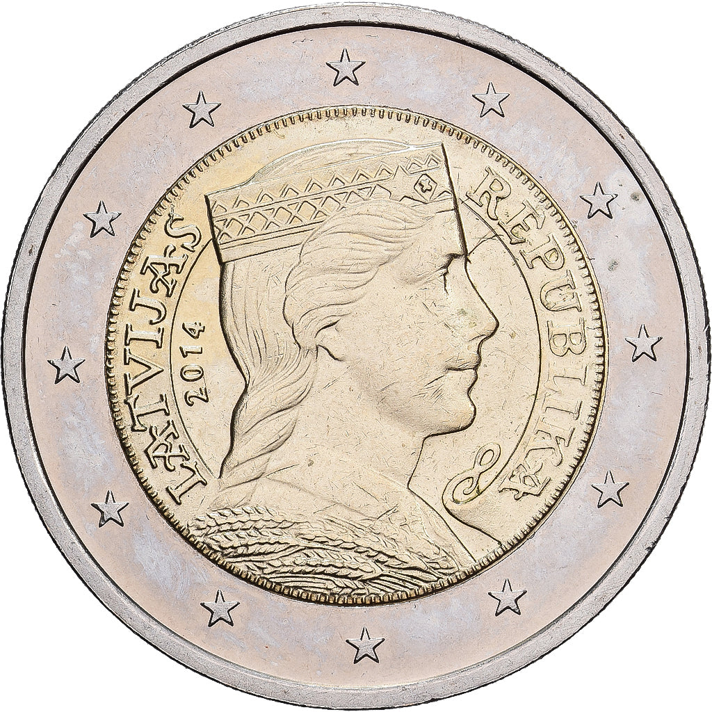 Latvia, 2 Euro, 2014, Stuttgart, Bi-Metallic, VZ+, KM:157