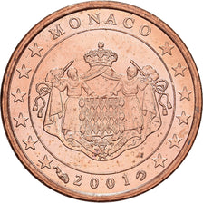 Monaco, Rainier III, Euro Cent, 2001, Paris, Copper Plated Steel, MS(60-62)