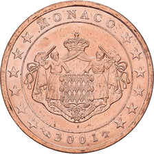 Monaco, Rainier III, 2 Euro Cent, 2001, Paris, Copper Plated Steel, MS(60-62)