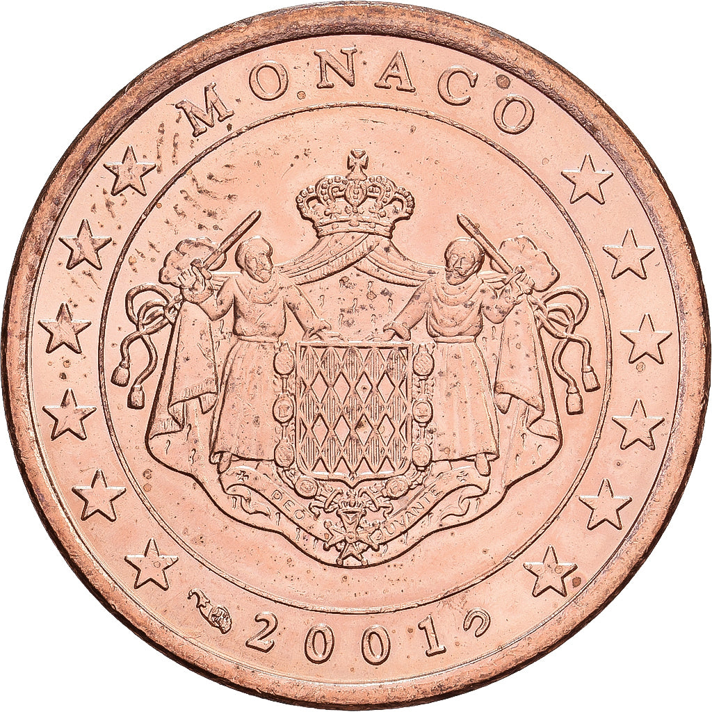 Monaco, Rainier III, 5 Euro Cent, 2001, Paris, Copper Plated Steel, AU(55-58)