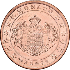 Monaco, Rainier III, 5 Euro Cent, 2001, Paris, Copper Plated Steel, AU(55-58)