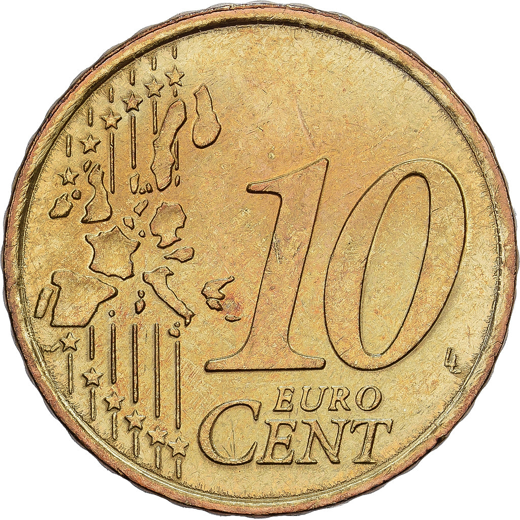 Monaco, Rainier III, 10 Euro Cent, 2001, Paris, Messing, VZ+, KM:170