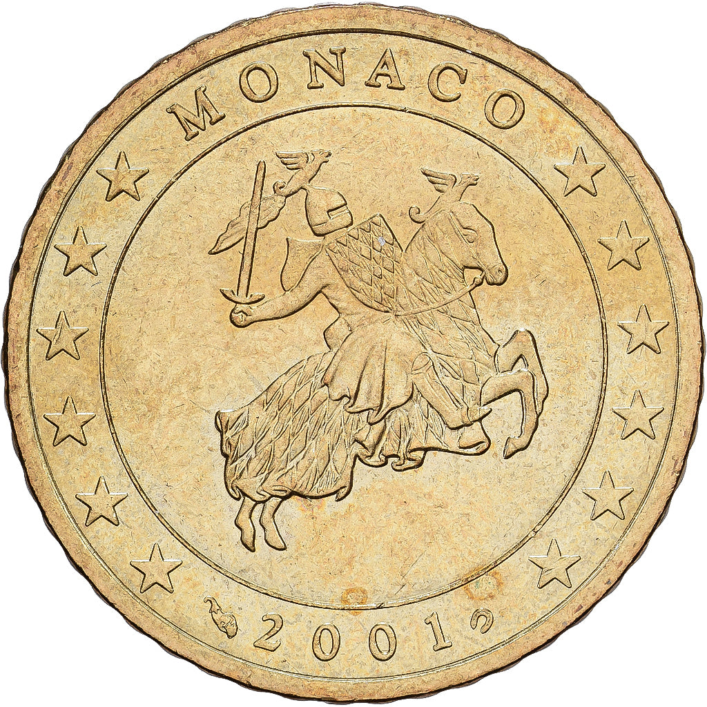 Monaco, Rainier III, 50 Euro Cent, 2001, Paris, Brass, MS(60-62), Gadoury:MC177