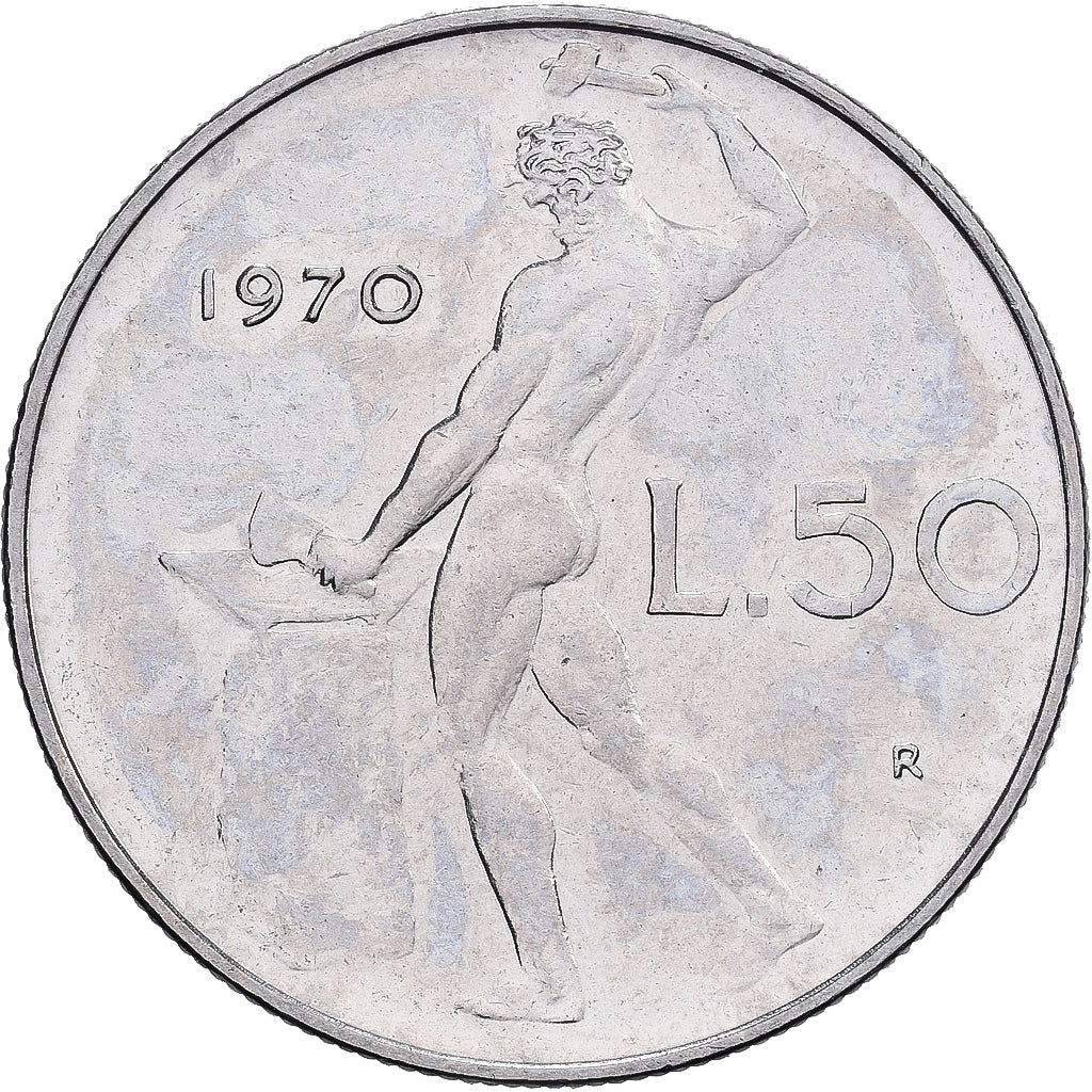 Italy, 50 Lire, 1970, Rome, Stainless Steel, MS(65-70), KM:95.1